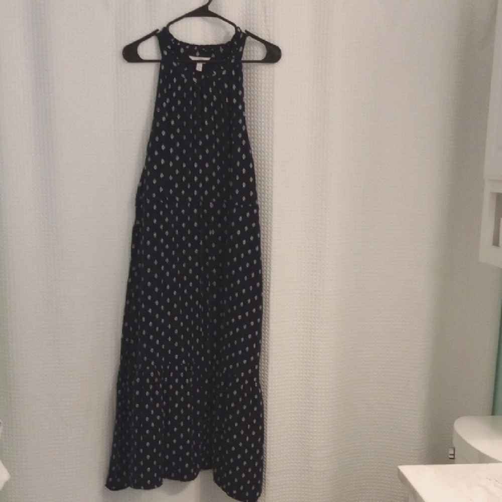 TIME AND TRU - Elegant Black +  White Patterned Dress - Size: Large